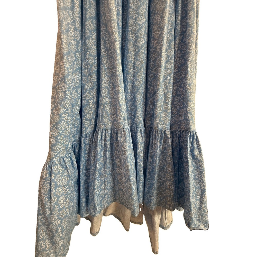 Recollections Blue Calico Floral Maxi Prairie Skirt Historical Costumes XS Civil - Picture 3 of 10